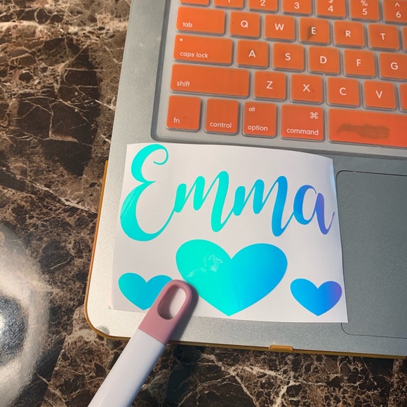 Hologram Name w/ Hearts decal yeti / MacBook pad! - Picture 2 of 8